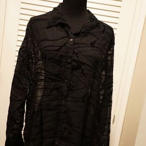 Chico's Sheer black button front XL (chico's 3)